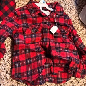 Red Plaid Kids Shirt